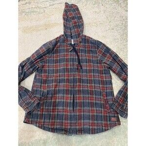 L.L. Bean Hooded Plaid Jacket - Navy and Crimson